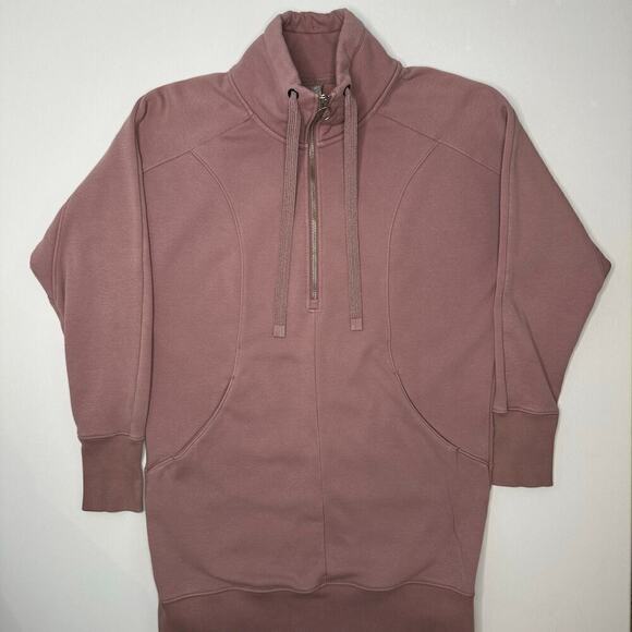 Athleta Tops - Athleta Mauve Pink Fleece Quarter Zip Tunic Dress